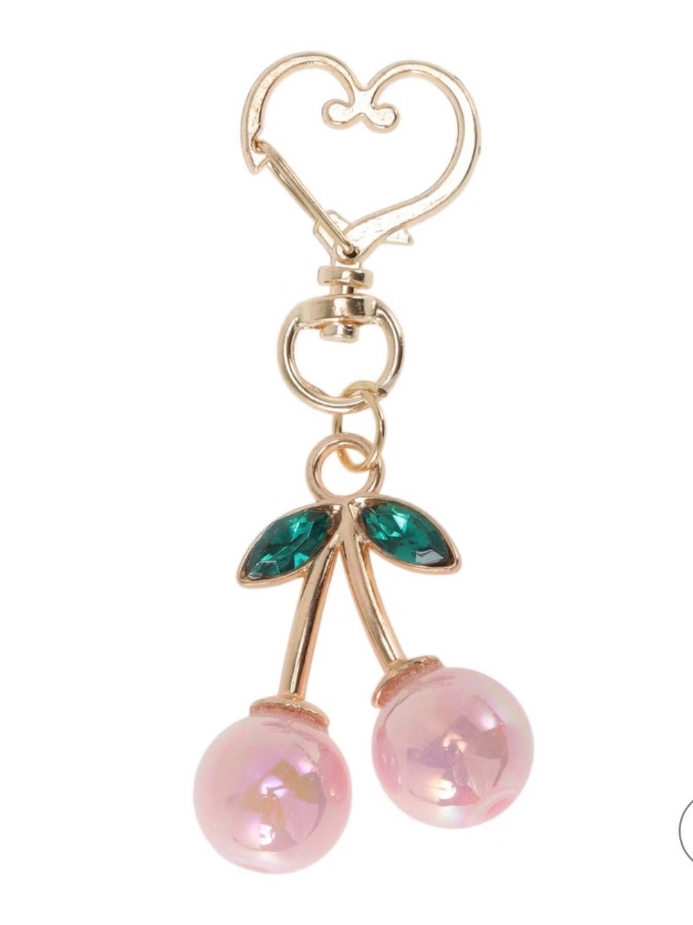 Pink cherry golden bag charm